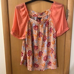 Alison Andrews Women’s Floral Lightweight Blouse Top New Peach Orange Size XL